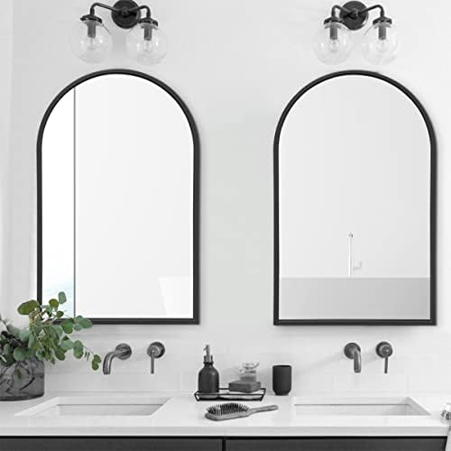 OGCAU 42x24 Inch Black Mirror with Arched Frame
