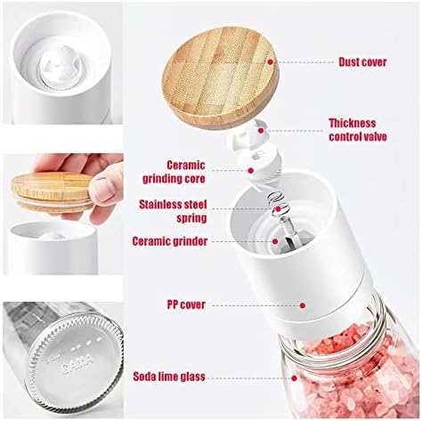 LEIXIUSM Refillable Pepper Mill 2pc Ceramic Grinders 1