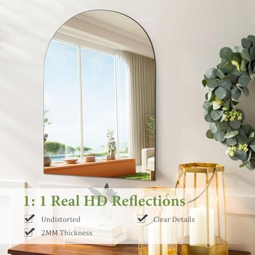 QEEYON 16x12 Inch Arched Wall Mirror