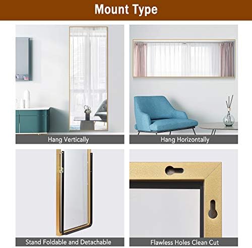 BEHOME Full Length Standing Mirror - 65x22 Gold Aluminum Frame