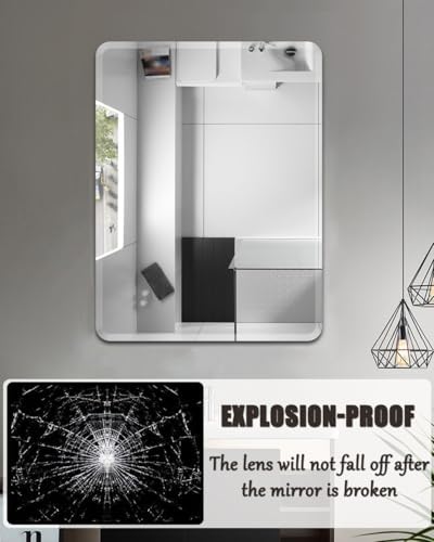 Frameless Bathroom Mirror with Bevelled Edges and Anti-Explosion Safety