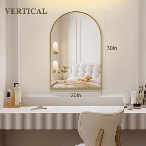 20 x 30 Gold Arched Mirror for Bathroom and Living Room
