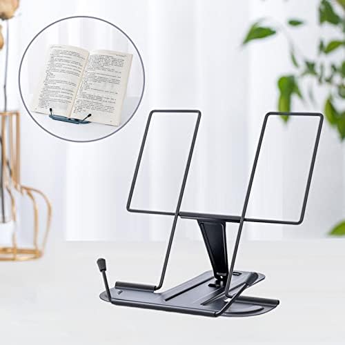 Portable Foldable Adjustable Metal Cookbook Stand Black 1