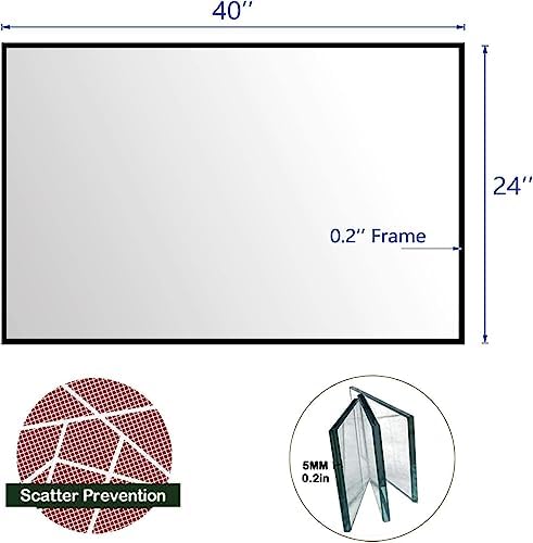 LuxyDecor Wall Mirror 40x24 Thin Black