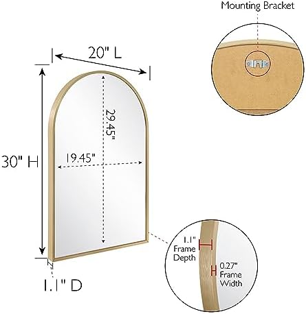 Design House Maeve Arched Wall Mirror 30 x 20 Gold