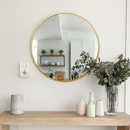 16-Inch Gold Metal Framed Round Bathroom Mirror