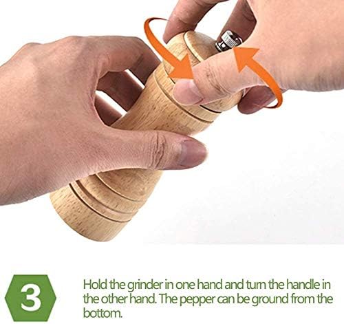 Adjustable Salt and Pepper Grinder Set 2 Pack Wooden Ceramic