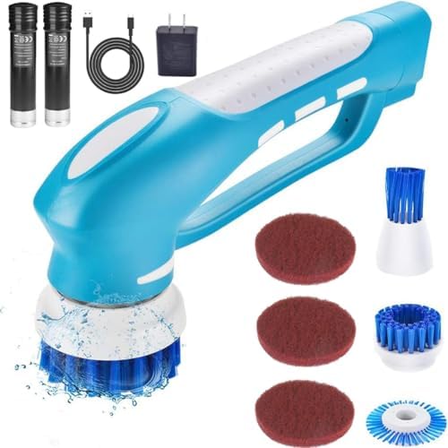 RICHOOSE Cordless Electric Scrubber with 4 Replaceable Heads