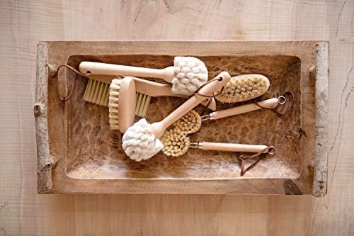 Creative Co-Op Beech Wood Dish Brush with Leather Strap