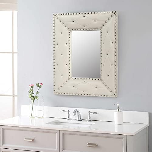 Dyncan Decorative Wall Mirror with Rivet Design 21x26 Inches