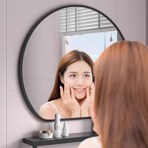 FLIPP Simple Semicircular Bathroom Mirror 40cm Black