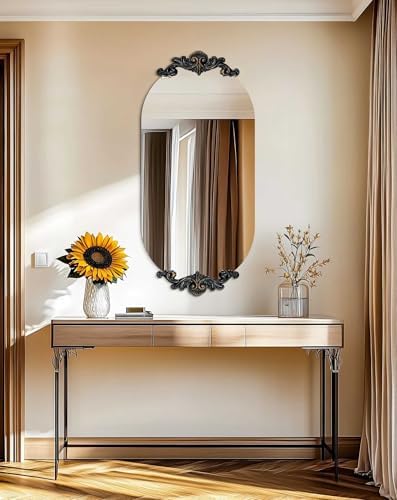 Artloge 40x20in Frameless Oval Mirror with Baroque Frame