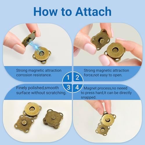 30 Sets Magnetic Snap Buttons 14mm Bronze for Sewing and DIY Crafts