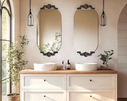 Artloge 40x20in Frameless Oval Mirror with Baroque Frame