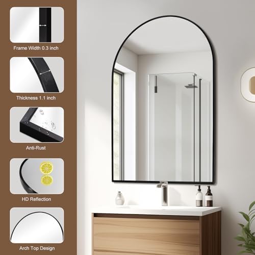 SILD Arched Wall Mirror 30x40 Black Modern