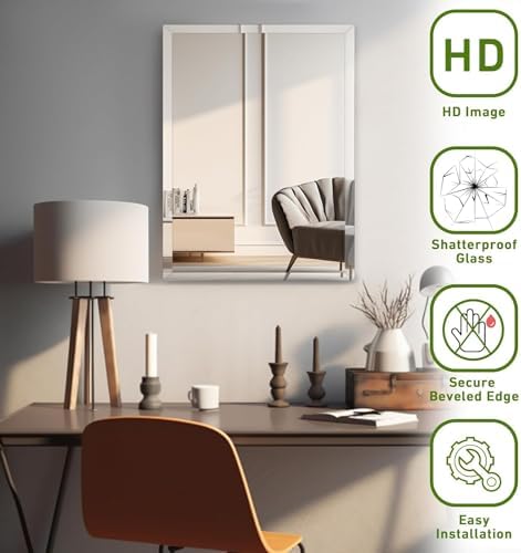 FARMER Frameless Rectangle Mirror 40x30 Inch 1 Bevel Edge