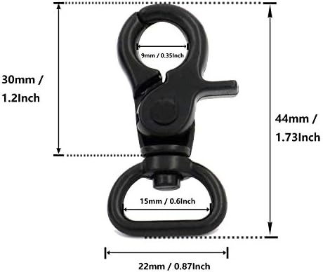 BIKICOCO 58 Swivel Trigger Snap Hook Black Pack of 20