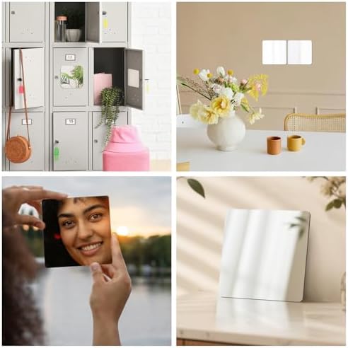 yuntop 2 Pack Self Adhesive Acrylic Wall Mirror 6x6 Inch Shatterproof