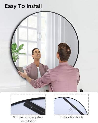 IDEALHOUSE 24 Inch Round Matte Black Mirror 1
