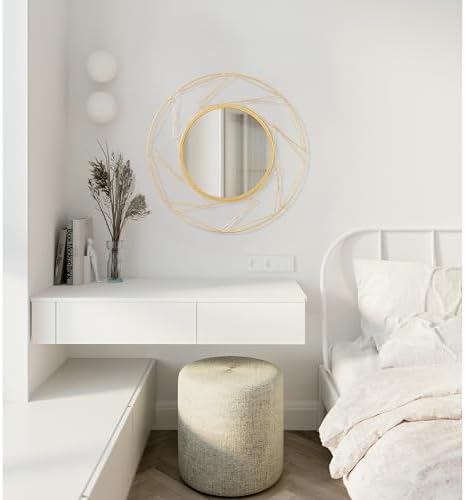 JJUUYOU 20 Inch Round Wall Mirror with Metal Frame