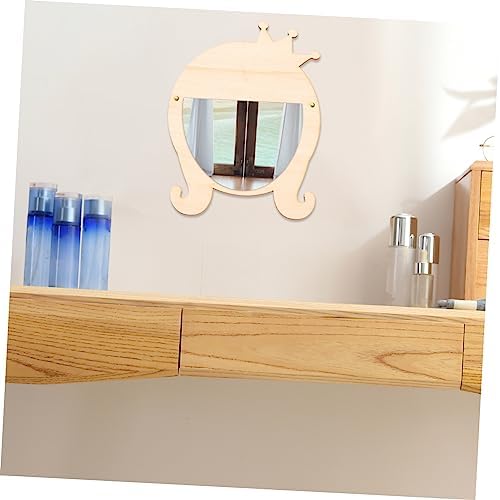 Mipcase Wooden Cartoon Wall-Mount Makeup Mirror for Girls