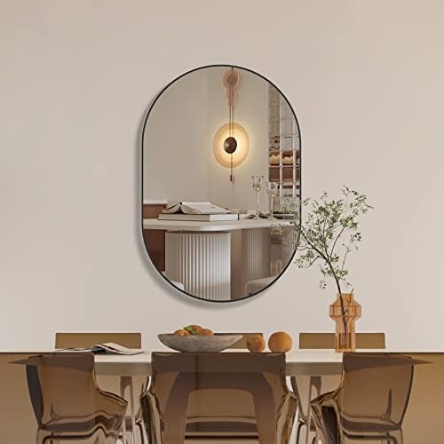 CASSILANDO Oval Mirror 20x30 Black Metal Frame