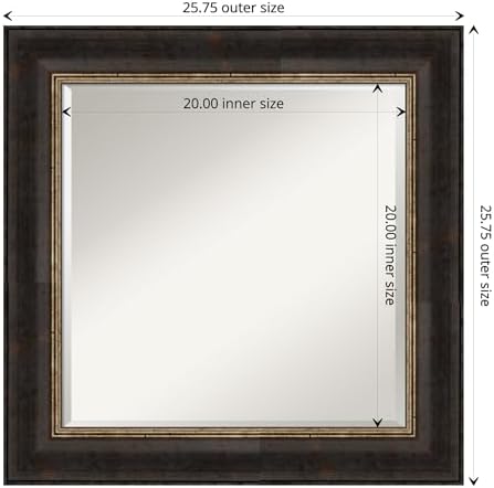 Amanti Art Black Bathroom Mirror 26x26 with Traditional Frame