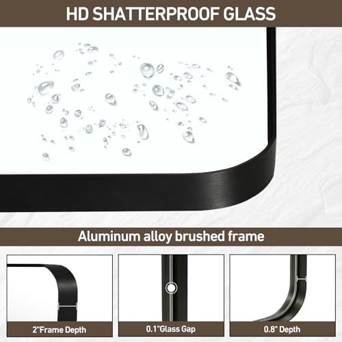 Brushed Matte Black 40x30 Inch Bathroom Mirror 1