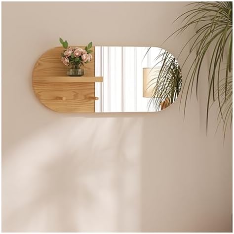 NOIRDA Wall-Mounted Mirror with Shelf and Hooks 1