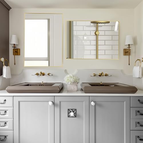 FARMER Gold 16x20 Inch Bathroom Mirror with Frame