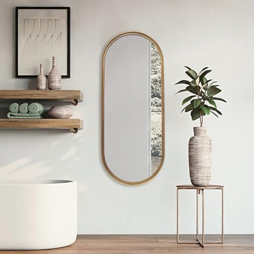PARISLOFT 177x43 Gold Oval Wall Mirror