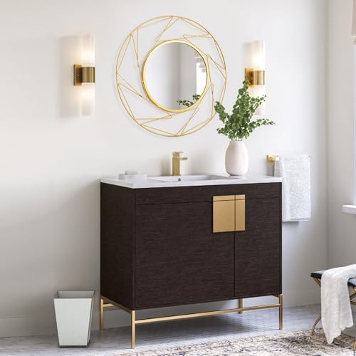 JJUUYOU 20 Inch Round Wall Mirror with Metal Frame