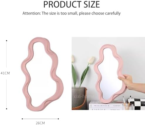 Irregular Wall Mirror with Hook Pink 16x102in Modern Decor