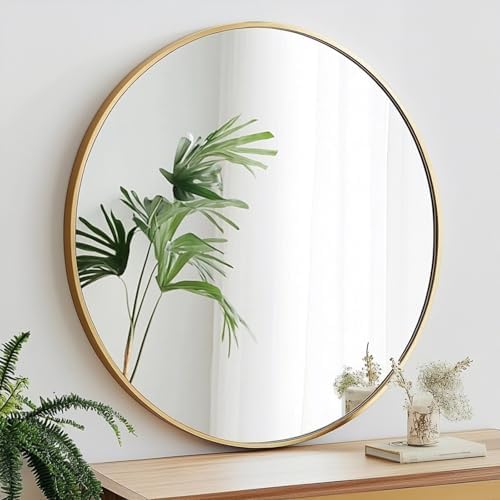 20 Inch Gold Round Shatterproof Mirror
