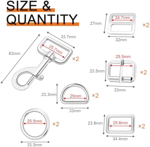 CooBigo 1 Inch Metal Buckle Set for Dog Collars and Crafts