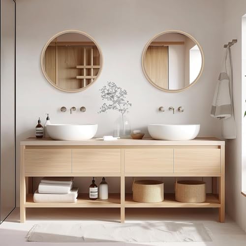 Simple Deluxe Gold 24 Inch Round Mirror