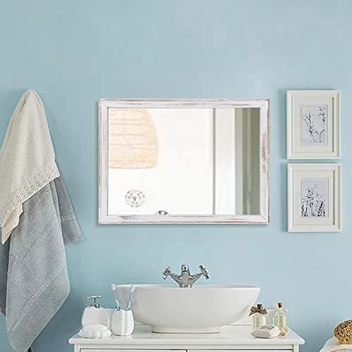 AAZZKANG Rustic White Large Wall Mirror 20x16