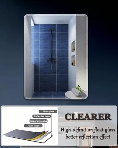 Frameless Bathroom Mirror with Bevelled Edges and Anti-Explosion Safety