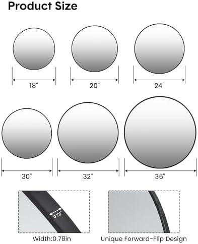 IDEALHOUSE 24 Inch Round Matte Black Mirror 1