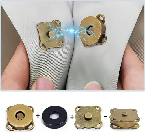 30 Sets Magnetic Snap Buttons 14mm Bronze for Sewing and DIY Crafts
