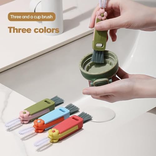 3PCS 3 in 1 Cup Lid Cleaning Brush Set Pink 1