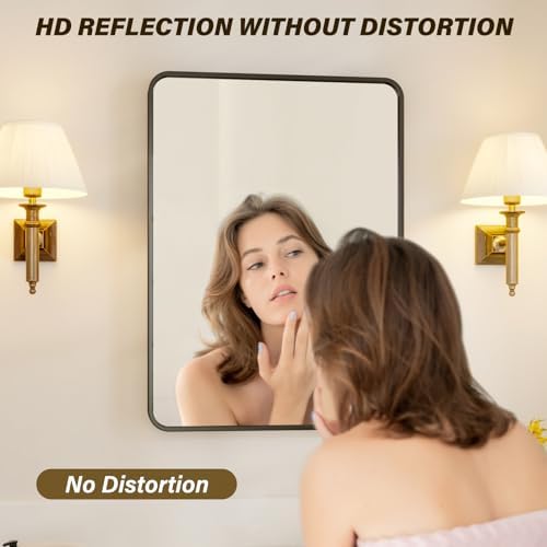 GarveeHome 40x28 Black Metal Frame Bathroom Mirror