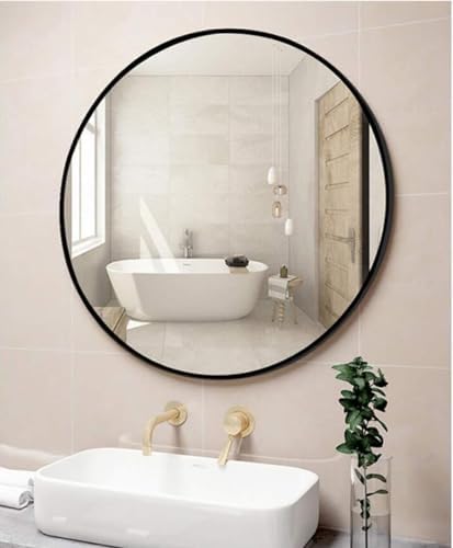 JLVAWIN 20inch GoldBlack Round Metal Frame Mirror