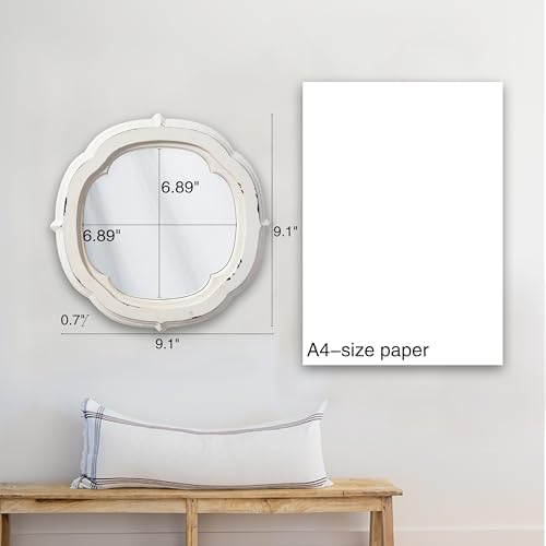 Sintosin Rustic Wooden Round Bathroom Mirror