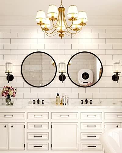 Growsun 157 Inch Black Round Wall Mirror