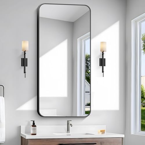 BONEWEI 24x48 Inch Black Rectangle Mirror