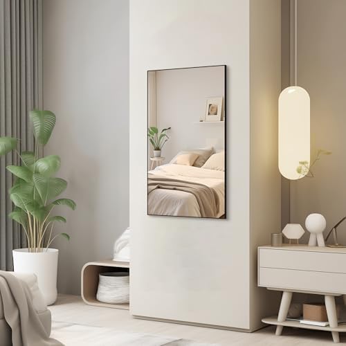 CRATECOOP 40x24 Inch Matte Black Bathroom Mirror with Anti-Rust Frame