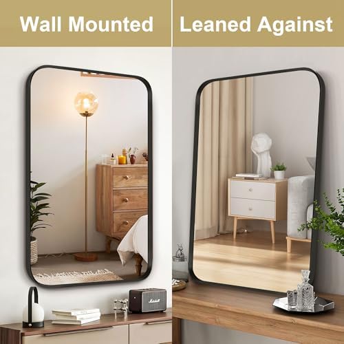 12x16 Inch Dark Bronze Wall Mirror with Brushed Titanium Frame