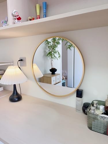 NOIRDA 40cm Metal Framed Round Mirror for Wall