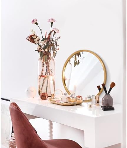 Small Matte Frame Round Mirror for Wall
